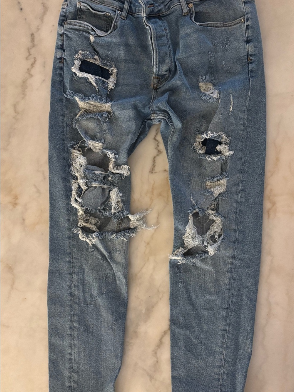 Zara Light Blue Ripped Skinny Jeans